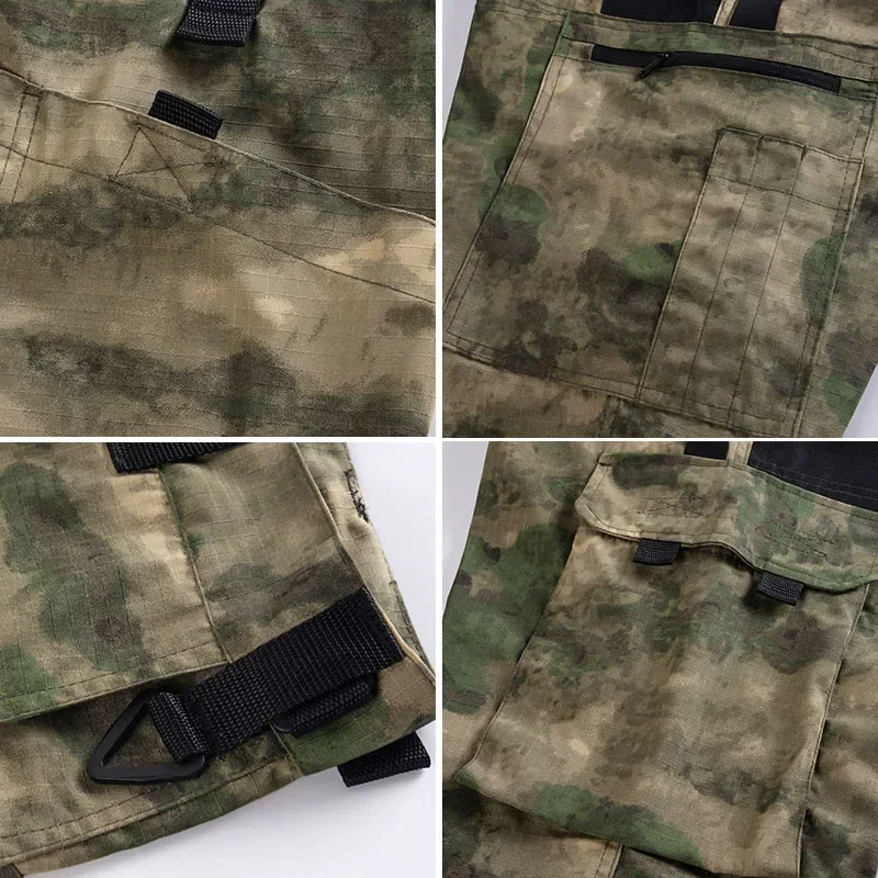Ruins Camo Tactical Sets Men Breathable Quick-dry Training T Shirts Multi-pocket Wear-resistant Cargo Pants 2 Pcs Suits Hunting 6
