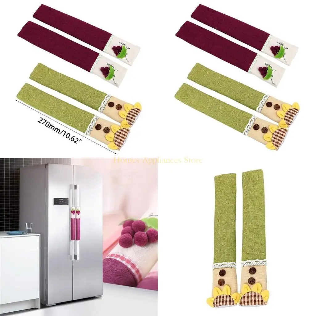 D0AB Soft Handle Cover for Double Door Refrigerator Microwave Oven Protector Antiskid Prevent Scratches Keep Handles Clean 2x