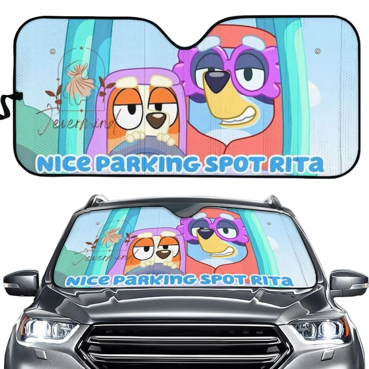 Blueydad Nice Parking Spot Rita Cute Cartoon Car Sun Shade