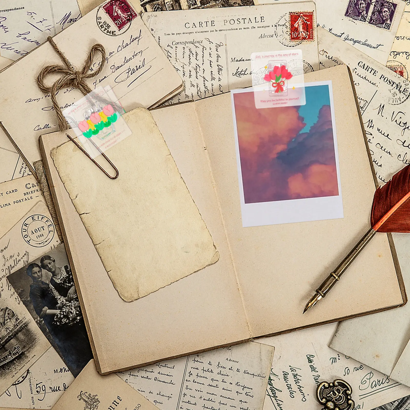 7Pcs 파일 클립 꽃 패턴 아크릴 클램프 휴대용 종이 홀더 가정용 사무실 종이 클립 정리용 강력한 그립