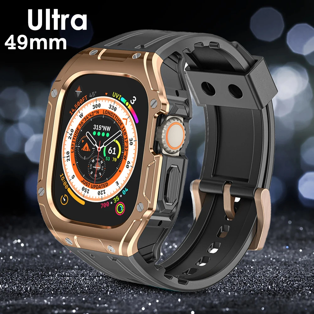 

Case+Strap For Apple Watch Ultra 49mm Rubber Band With Protector PC Case For iWatch Series 8 Ultra 49mm Sport Bracelet Correa