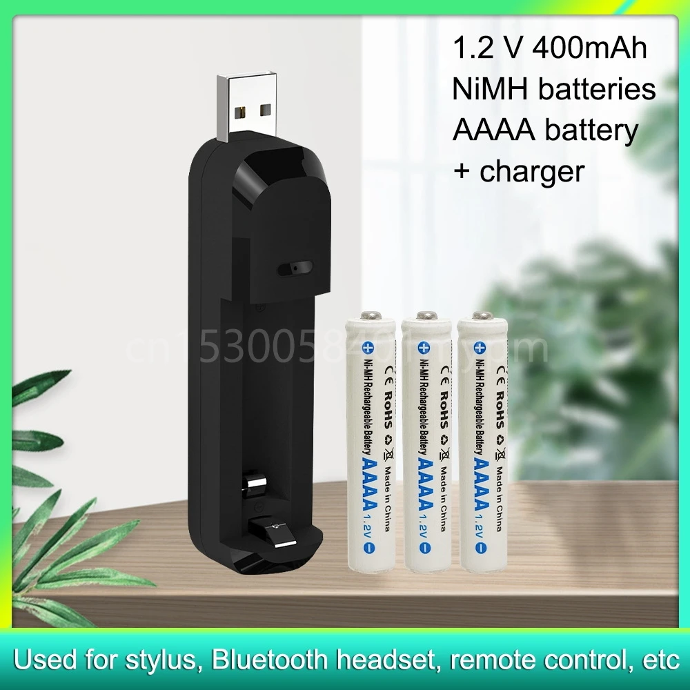 Batteria Ricaricabile Aaaa Da 1.2V 400Mah Con Caricabatteria Aaaa Ni-Mh Per Stilo Dell, Penna Di Superficie, Sveglie, Torce Elettriche