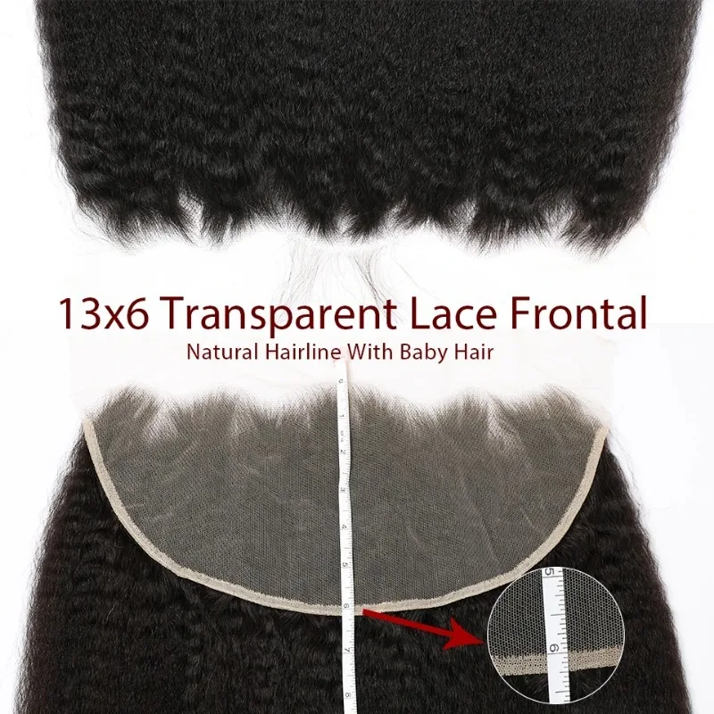 Kinky Straight 13x6 Lace Frontal Closure Human Hair Transparent Lace Frontal Brazilian Remy Hair Soft and Silky For Women