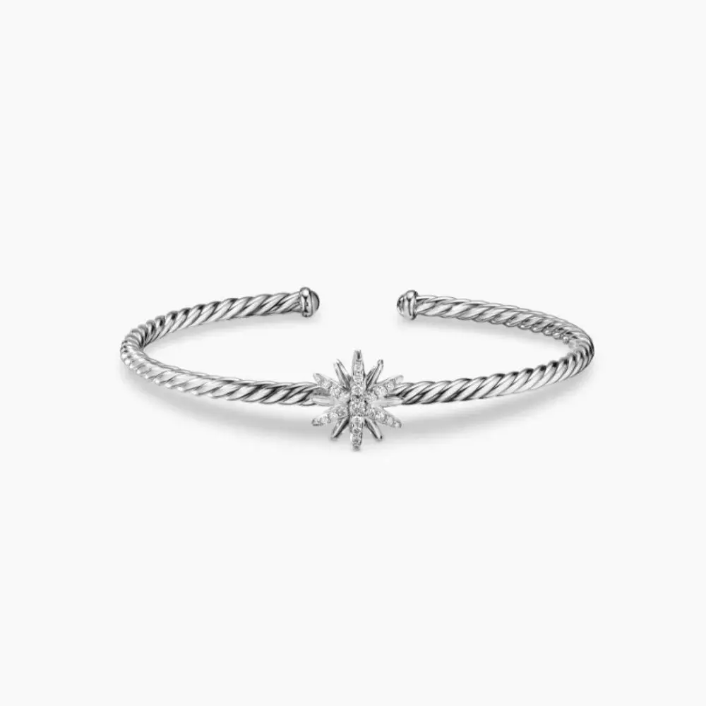 

2024 New 925 Sterling Silver DY Men's Fashion Hip Hop Open Bracelet Fashion Retro Collar Jewish Jewelry Birthday