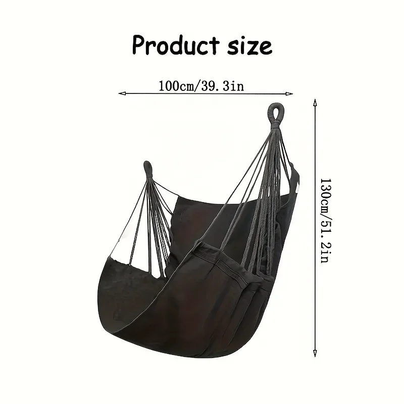 1pc Leisure Fabric Hammock Chair Outdoor Swing Chair Hammock Dormitory Hammock Chair Anti Rollover Hammock(With Storage Bag 6