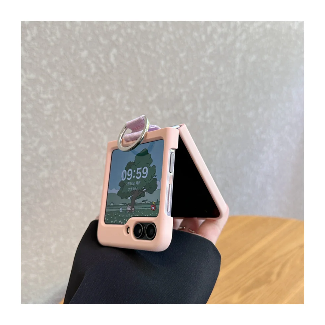 Adorable Korean Solid Color Liquid Silicone Ring Phone Case - Stylish Protective Back Cover