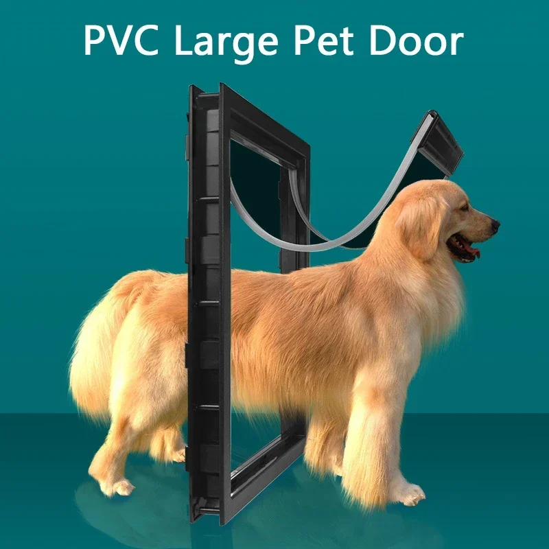 PVC Large Pet Door Magnet Automatic Closing Door Bothway Security Accessory for Big Dog Gate Dog Fences With Baffle Pet Supplies pet door,plastic pet door