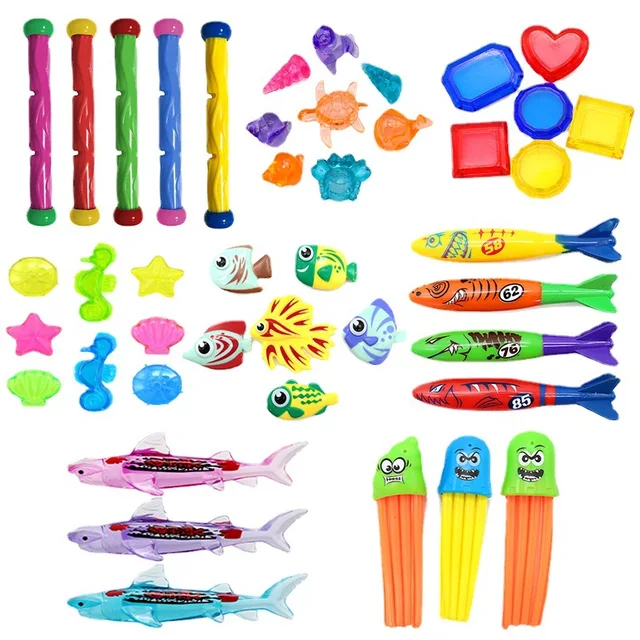 Summer Diving Toys Diving Fish Ring Torpedos Underwater Water Games Training Swimming Pool Gifts Set Toys For kids 4