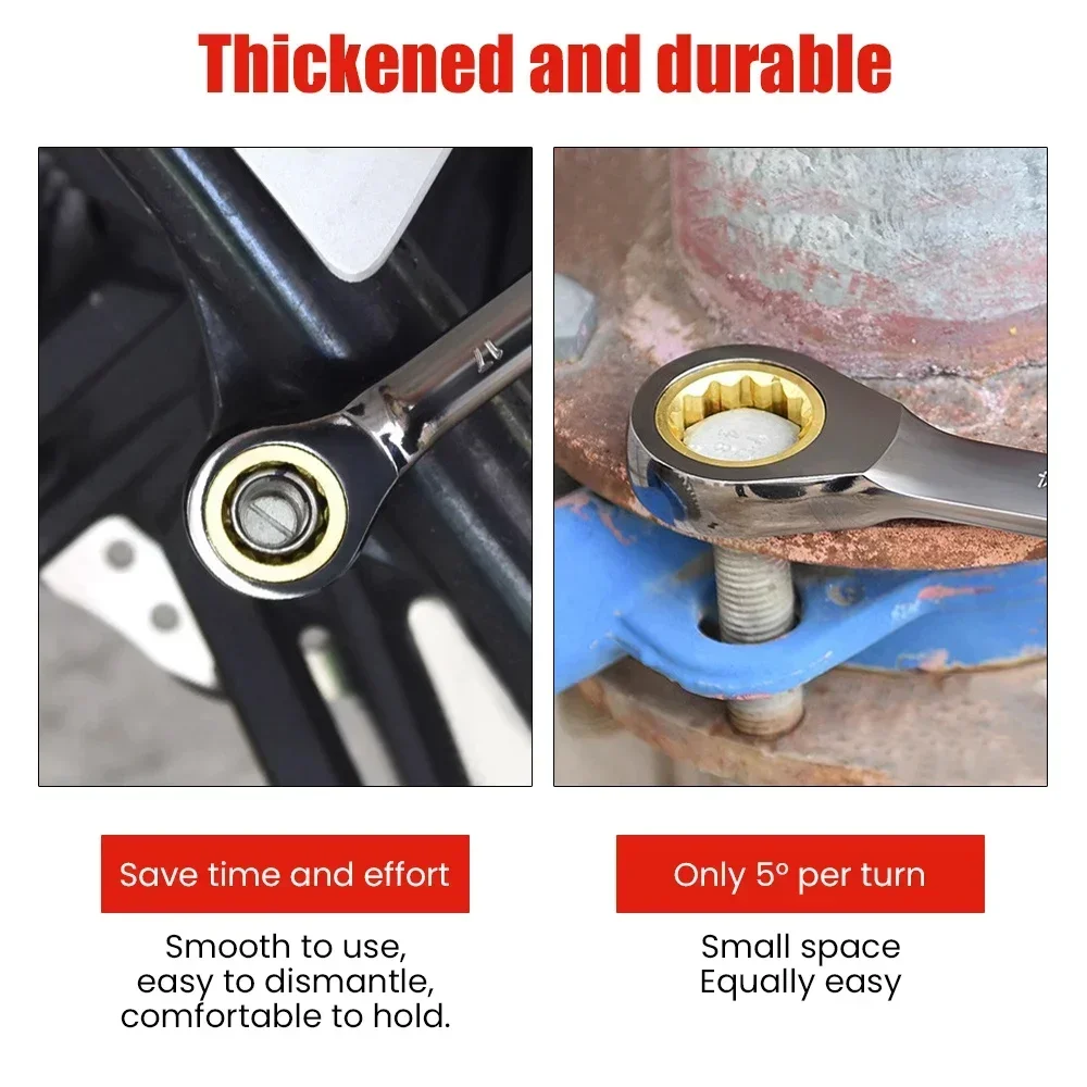 Wrench Flexible Multifunctional Gold Ratchet Wrench Torque Universal Wrench for Car Repair Tools Metric Hand Tools 6-15mm 4