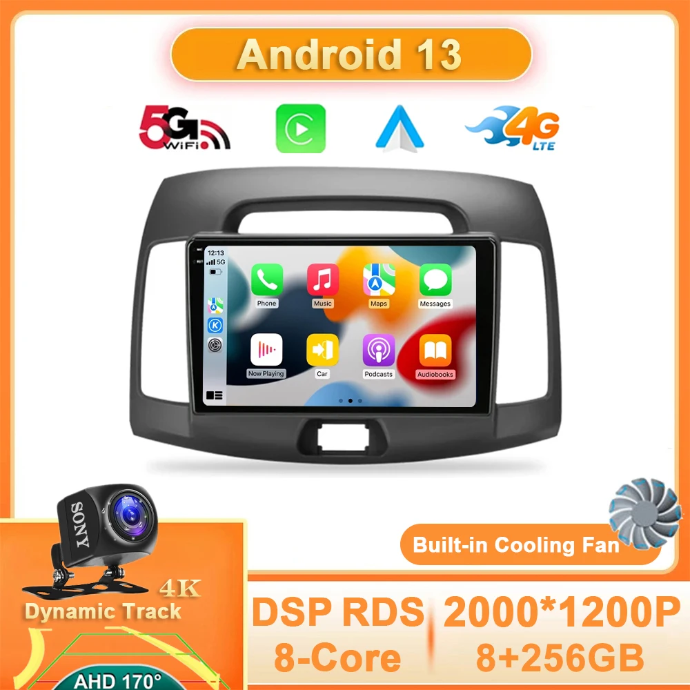 

Android 13 Car Radio For Hyundai Elantra 4 HD 2006 - 2012 Carplay Auto 4G WIFI Multimedia Video GPS Navigation 360 Camera QLED