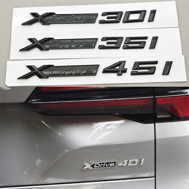 3D ABS 블랙 로고 XDrive 20i 30i 40i 45i 자동차 스티커 트렁크 배지 펜더 사이드 엠블럼 (X1 X2 X3 X4 X5 X6 X7 자동차 액세서리용)