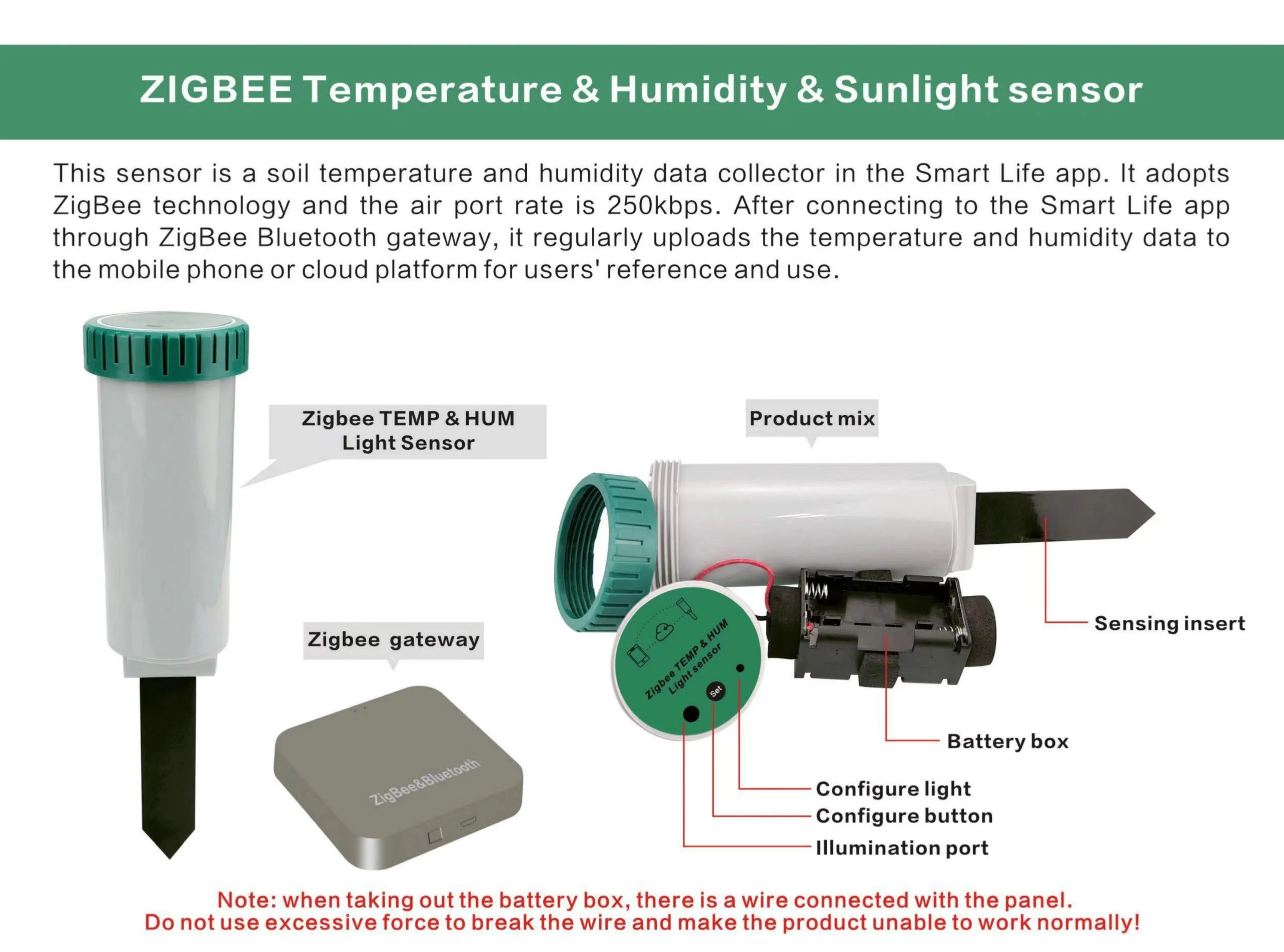 Tuya Zigbee Wireless Soil Temperature Humidity Sensor IP67 Soil Monitor Meter Works With Garden