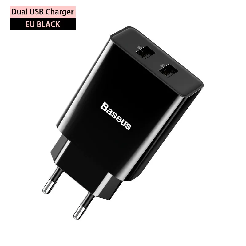 Baseus Dual USB Charger EU Plug Charger  Wall Charger Max Mobile Phone  Charging Mini Adapter Travel Charger For iPhone