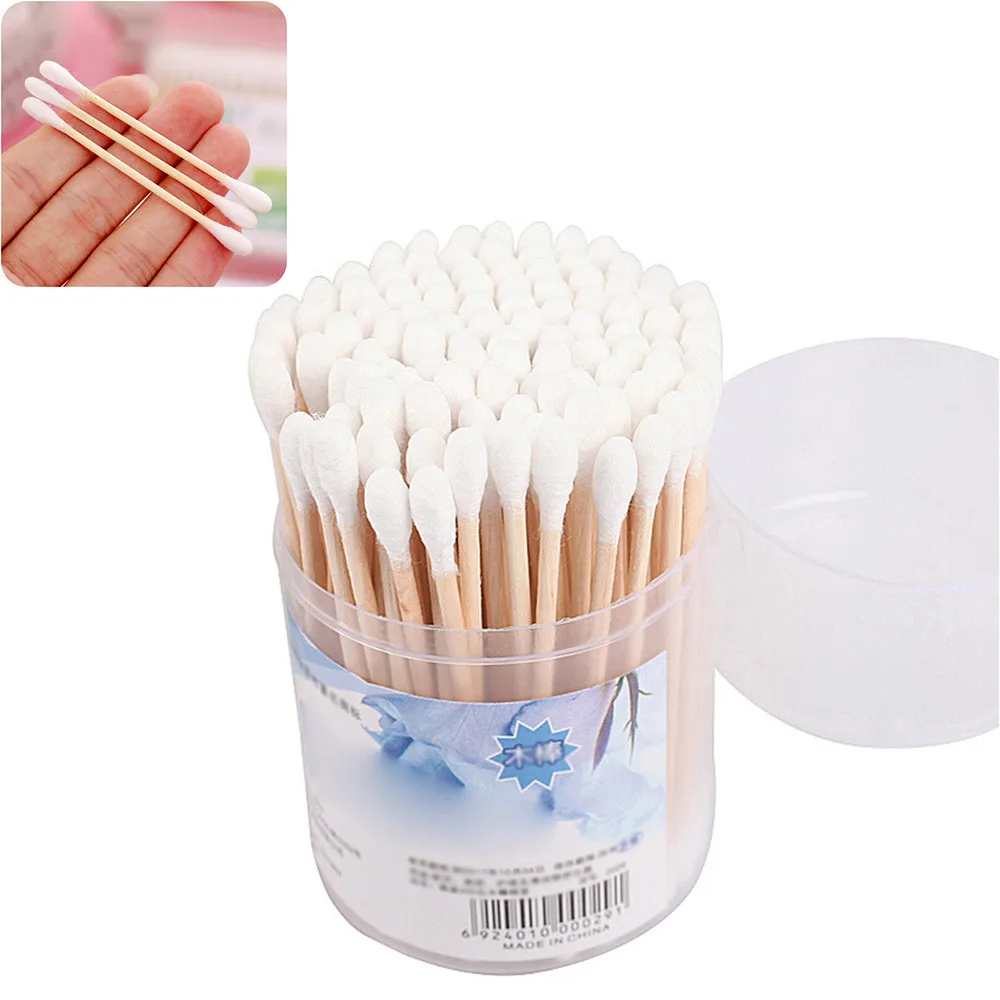 

Double-head Wooden Cotton Swab Tip Make Up Stick Wood Sticks Nose Ears Cleaning Eyelash Extension Glue Removing Tools