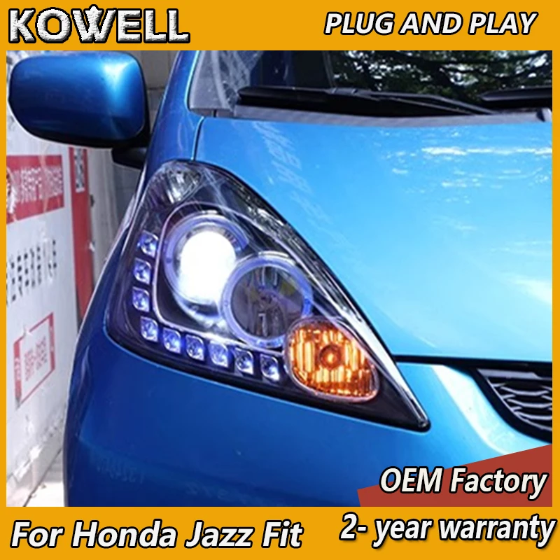 

Car Styling for Honda Jazz Fit Headlight 2008-2010 Fit Head Light DRL Turn Signal High Beam Angel Eye Projector Lens