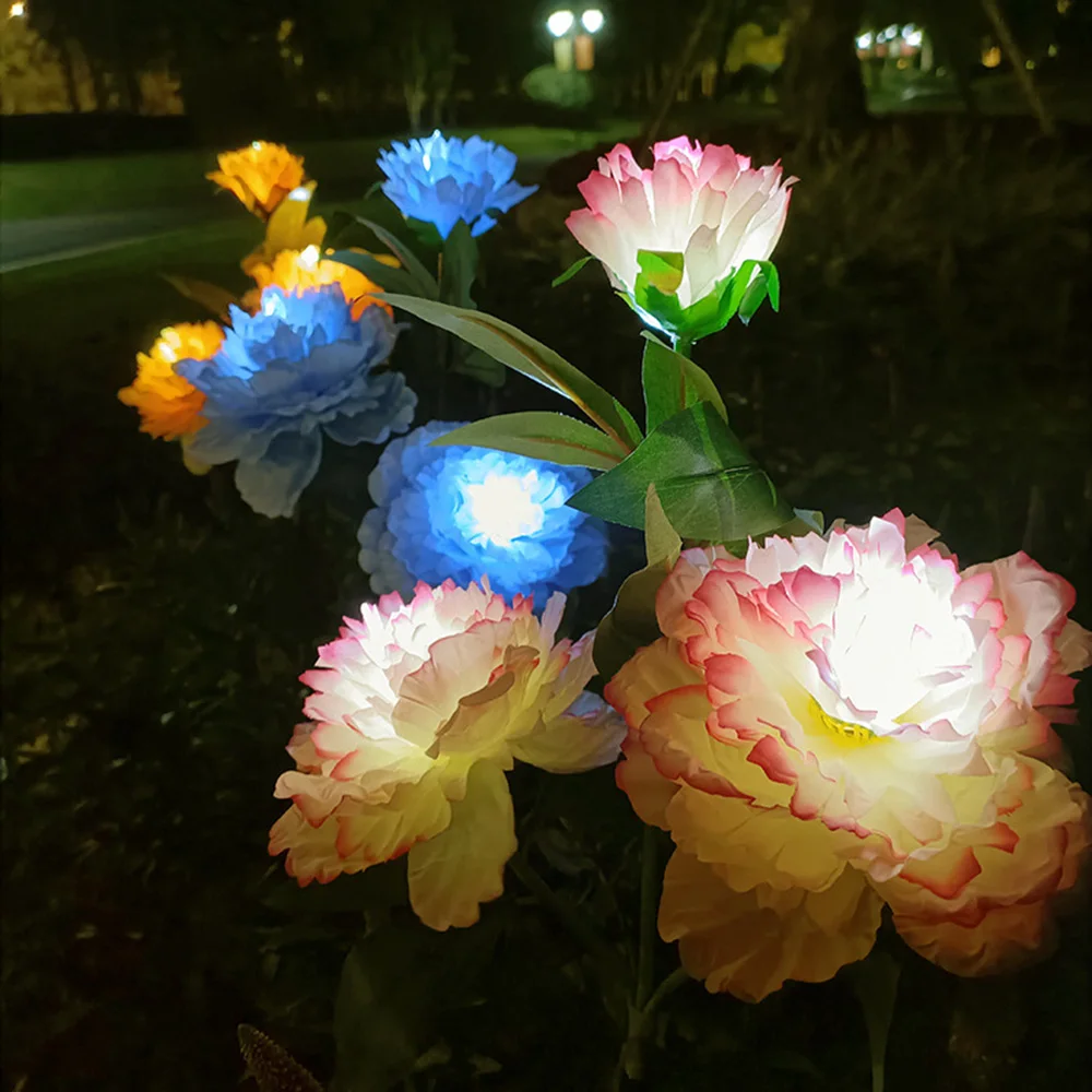 LED Solar Lights Outdoor Peony Flower Lamp Night Lamp Garden Decoration for Yard Patio Landscape Path Waterproof Garden Decor