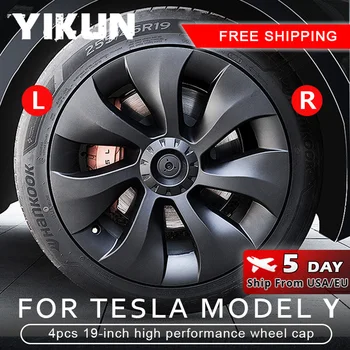 4PCS Hub Cap Car Performance Replacement for Tesla Model Y Wheel Cap 19 Inch Automobile Hubcap Full Cover Accessories 2022 2023 1
