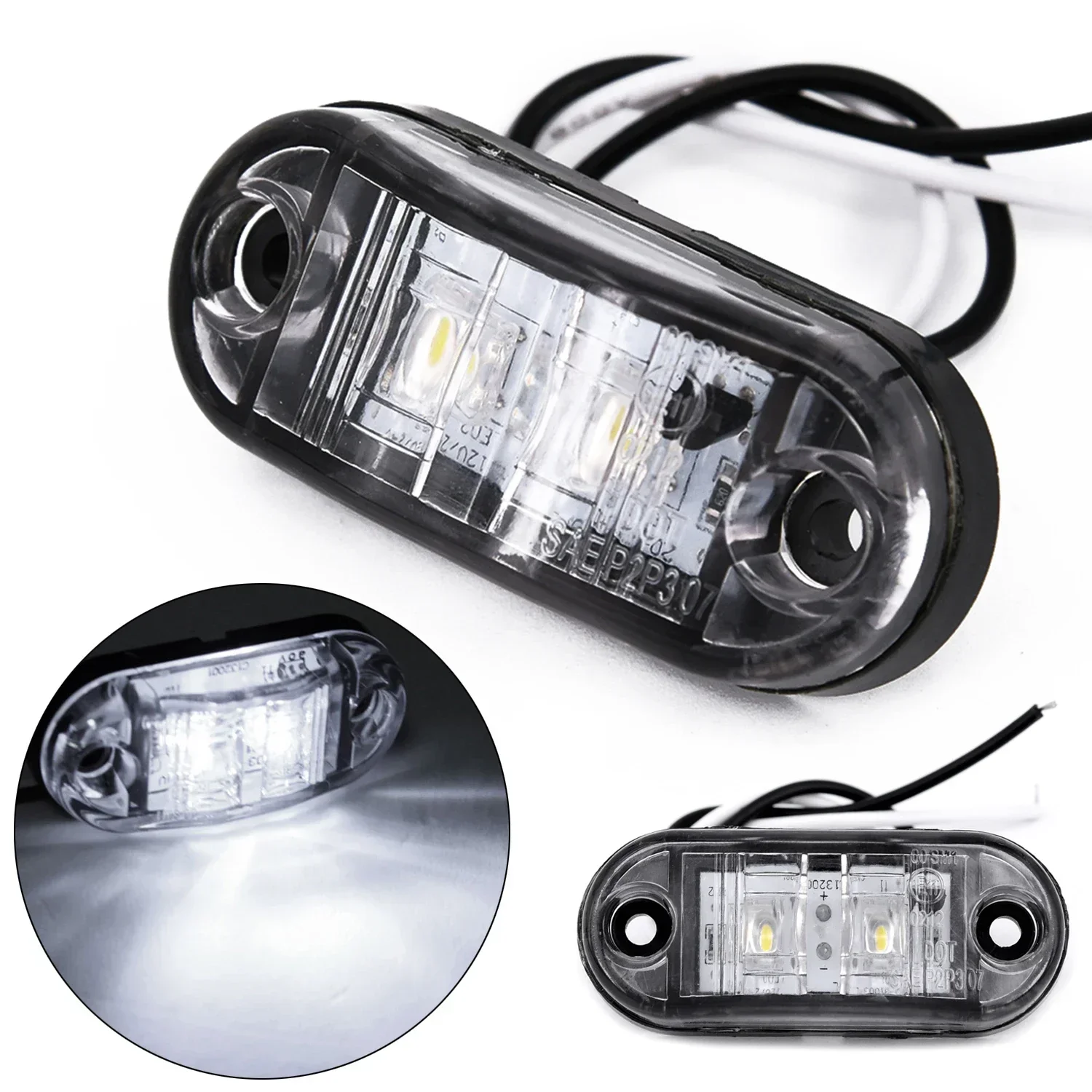 LED Clearance Trailer Caravan Side Marker Lights Tail Set Waterproof Plastic 2pcs