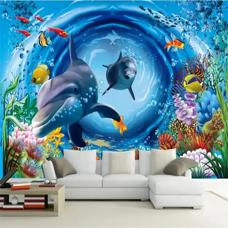 

beibehang Custom wallpaper 3d mural underwater world cartoon children's room wall papers home decor mural background wall paper