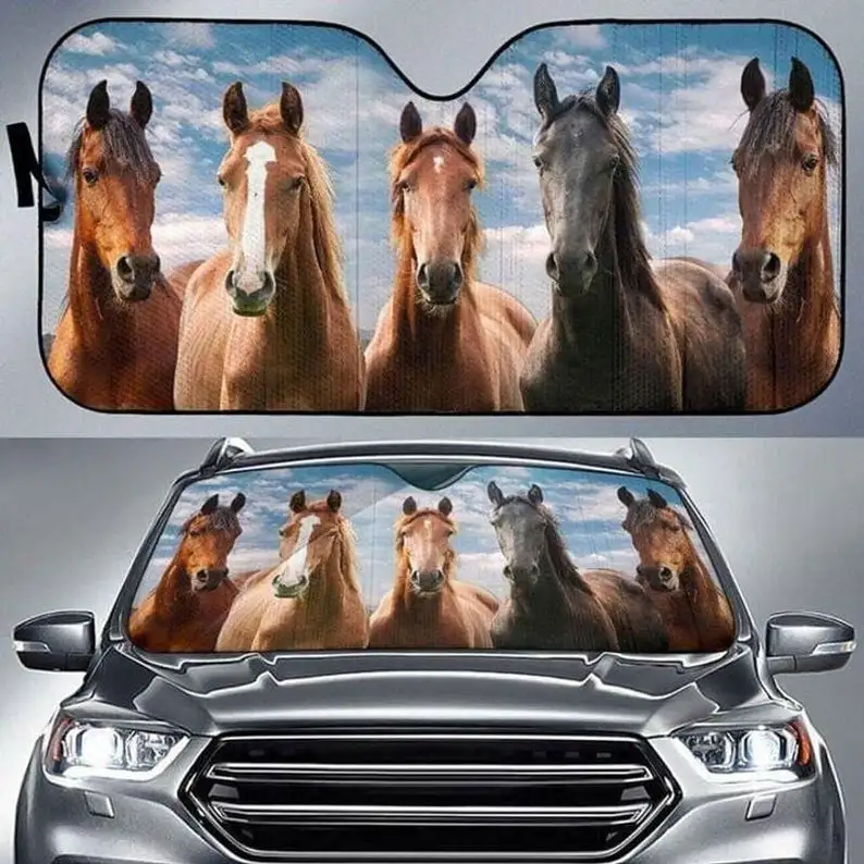

Cool Horses Windshield Sunshade Amazing Decor Awesome Gift Best Gift For Horse Lovers Windshield Sunshade