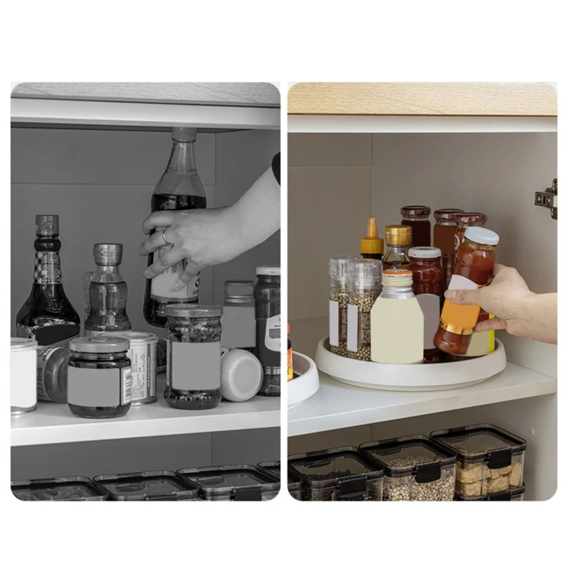 Spice Rack 360 Rotating Seasoning Storage Rack Multifunction Pantry Cabinet Turntable For Cosmetics Kitchen Accessories Organizer Tray