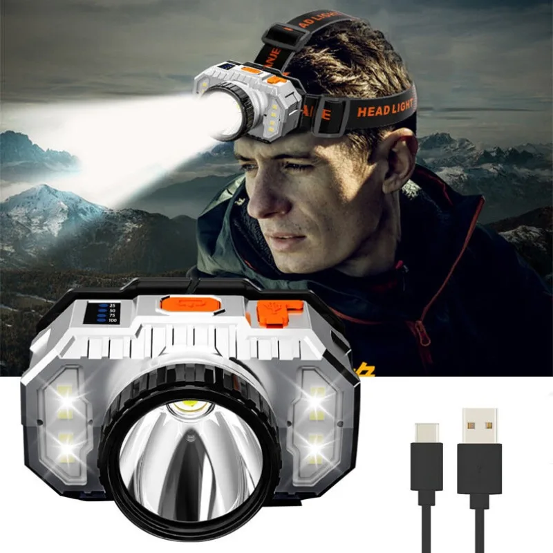 

LED+OSL Headlamp Super Bright 4 Modes Adjustable USB Rechargeable Fishing Flashlight Camping Hunting