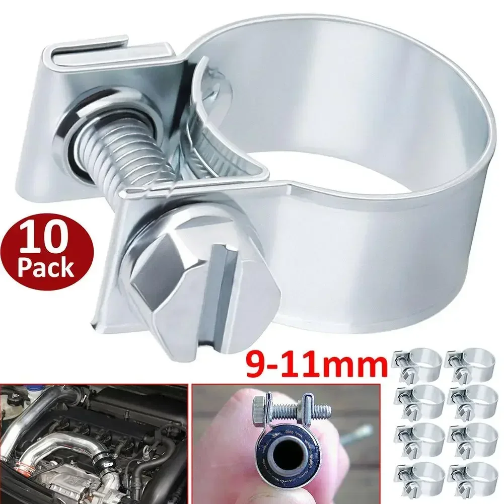 Hose Clamps 10Pcs 7-9mm 9-11mm Carbon Steel Oil Water CPU Air Gas Pipe Fixing