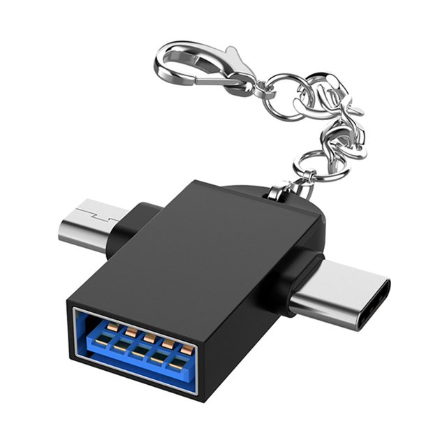 In 1 Type C Micro USB 3.0 OTG Adapter Converter for Samsung Xiaomi Android Phone Tablet U Disk Card Reader USBC with Key Chain