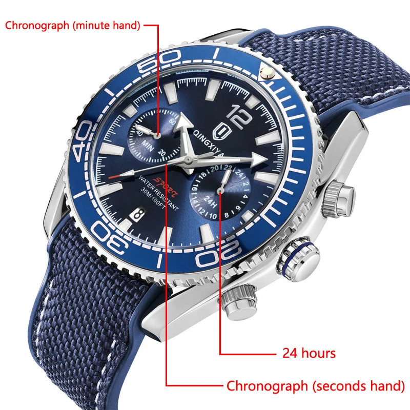 Trend Fashion Watches for Men Sport Waterproof Silicone Strap Man Chronograph Auto Date Display Male Quartz Wristwatch reloj