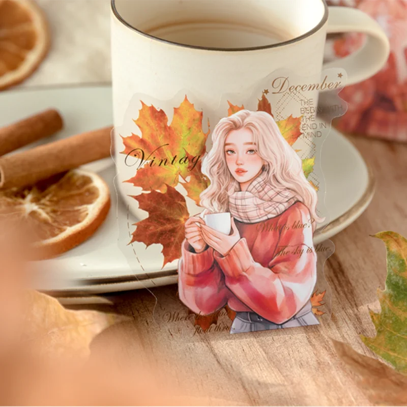 미스터 페이퍼 4팩 커피 테마 캐릭터 풍경 PET 스티커 DIY 저널 콜라주 앨범 다이어리 인사말 카드 달력 휴대폰 케이스