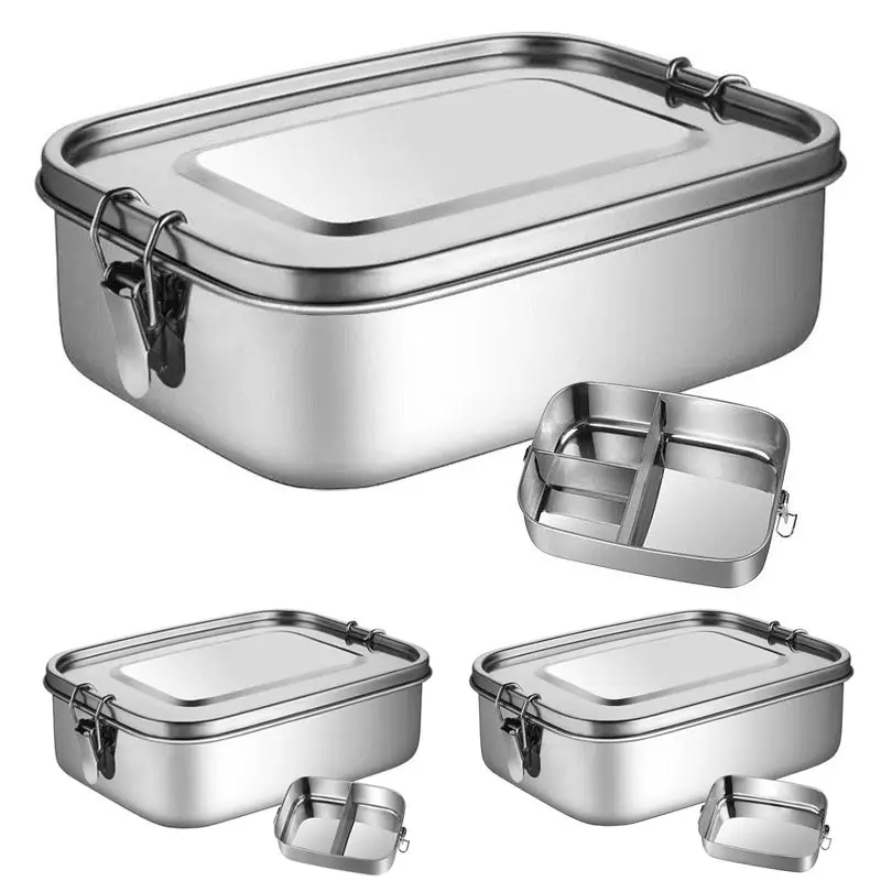 Jekasy 3er Set Edelstahl Bento Boxen - 2400ml, 1400ml, 850ml Lunchboxen