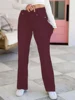 Wine-Red High-Waisted Stretch Straight-Leg Casual Jeans for Women Comfort Fit High Waist Jeans