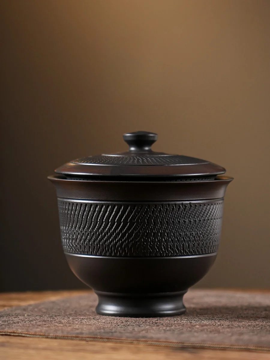 Jianshui Purple Pottery Gaiwan Ceramic Handmade Household Kung Fu Tea Set Tea Bowl Cup Maker Ceremony