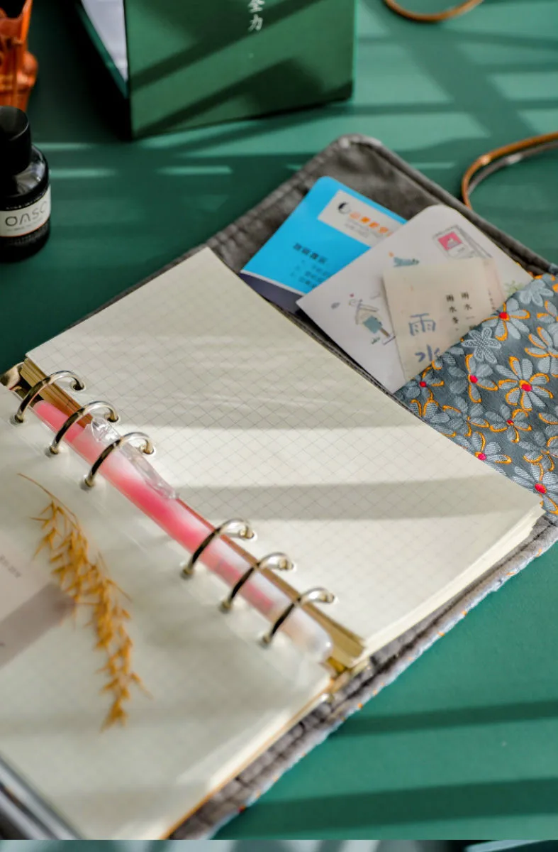 Luxury Fabric Design A6 A5 Loose-leaf Notebooks Journals Spiral Binder Diary Notebook Agenda Planner 90sheets School Stationery