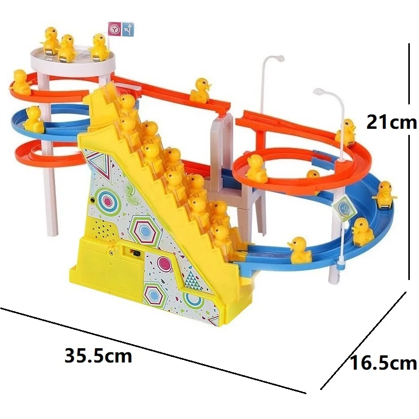 Penguin Track Toy Climb Stairs Children Kids Classic Cartoon Dogs Ducks Electrical Music Light Birthday Christmas New Year Gift