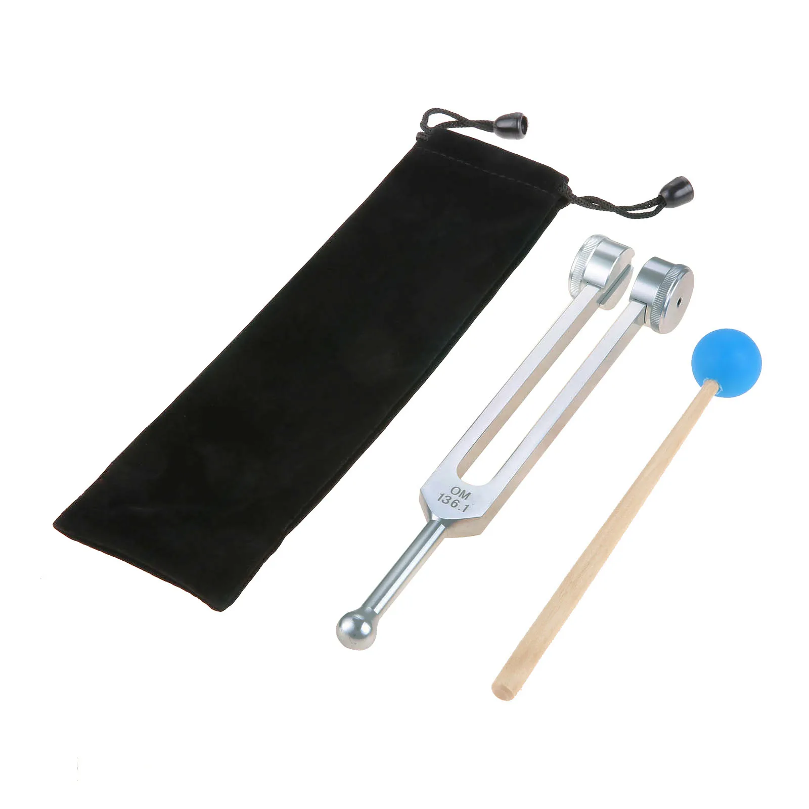 

1set 136.1hz Tuning Alloy Fork with Silicone Hammer Soft Bag Weighted Chakra Sound Healing Music Instrument Therapy Vibration