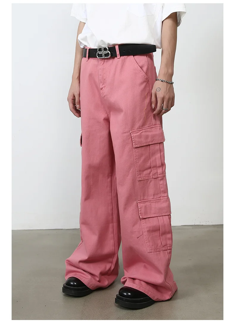 HOUZHOU-calças jeans masculinas grandes, calças jeans de