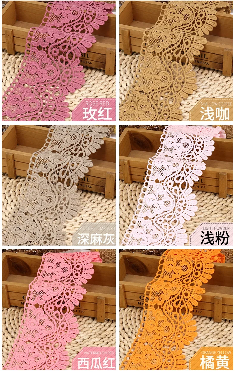 할로우 아웃 꽃 자수 레이스 리본, DIY 의류 재봉 원단, 폭 10cm, 블랙 화이트, 수제 공예, 레이스 테이프, 2m