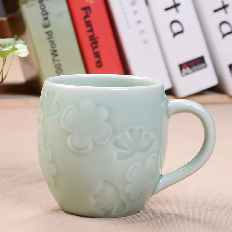 

Новинка 2014, керамическая чашка Celadon, рельефная чашка для воды