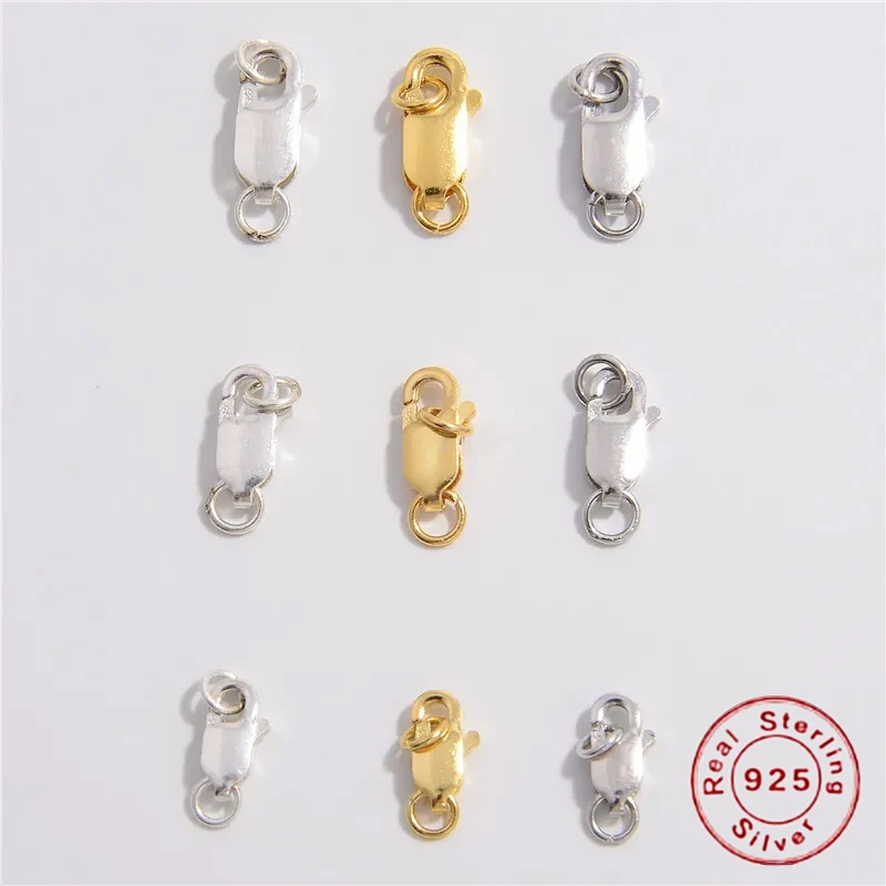 8 Cierres Doble Abertura Plata 925 - Para Pulseras Collares, Reparación Joyería DIY, Acero Inoxidable