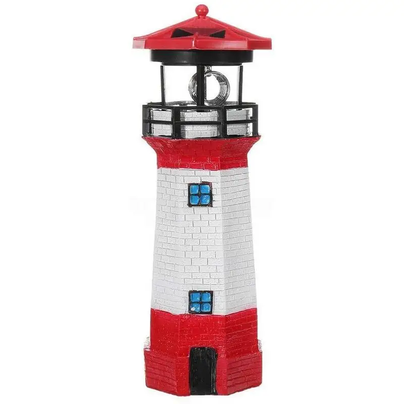 

Lighthouse Statue Shape Solar LED Light Rotating Outdoor Garden Lamp Waterproof Guide Light Landscape Decoration