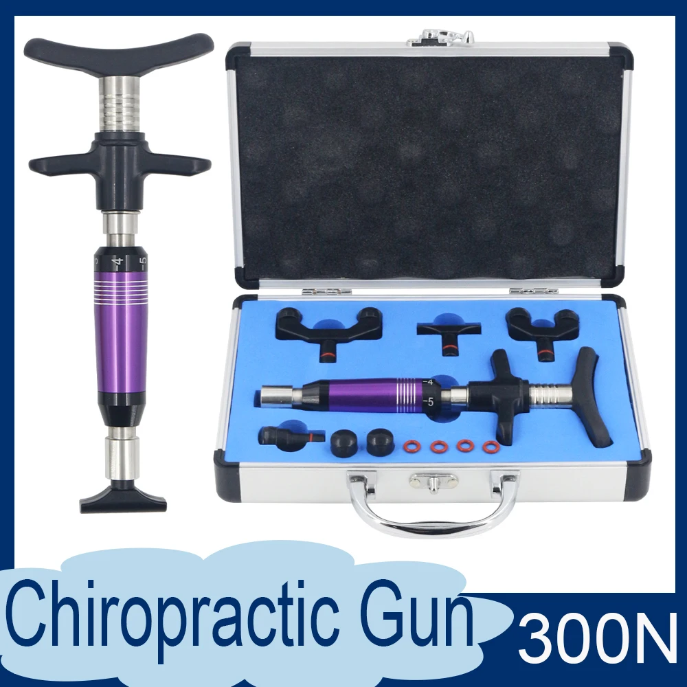 

300N Chiropractic Adjusting Gun Therapy Spine Correction Body Massager 6 Levels 4 Heads Home Use Manual Adjustment Tool