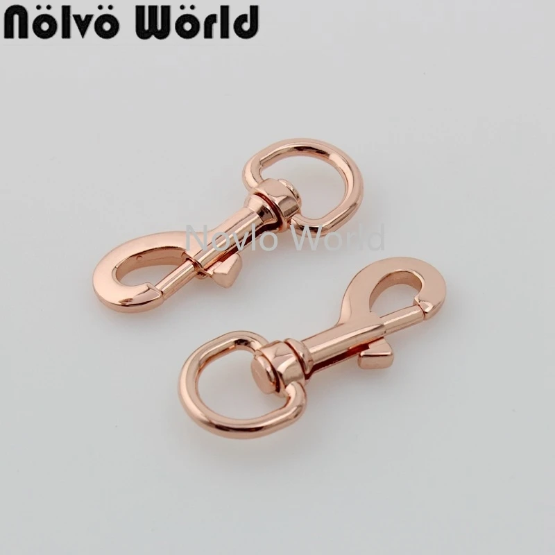 10-50pcs High quality 15mm Rose gold handbag Snap Hook oval Swivel NEW tone trigger snap hooks Hardware Accessories metal
