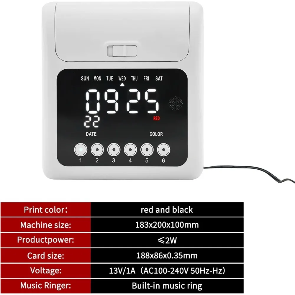 Employee Time Clock Calculating Time Clock Bundle with 50 Cards Password Unlocking without Keys for Companies