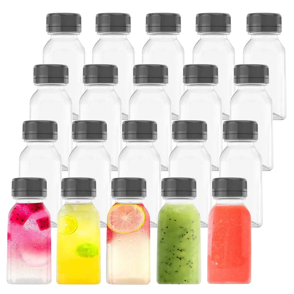 4oz-Mini-Plastic-Juice-Bottles-with-Caps-Empty-Reusable-Clear-Bulk ...