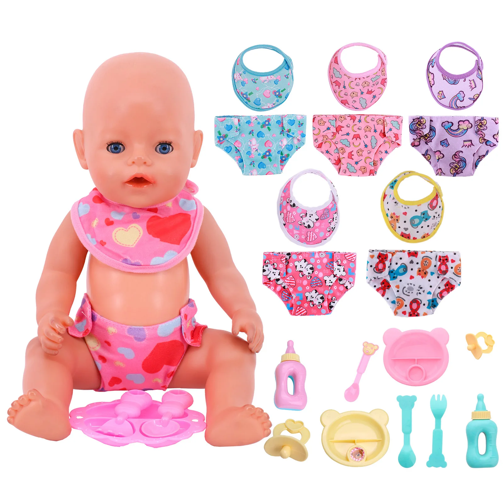 

Doll Diapers Bibs Doll Clothes Accessories,Our Generation Girl Toys For Children For 43Cm Baby New Born &18Inch American Doll