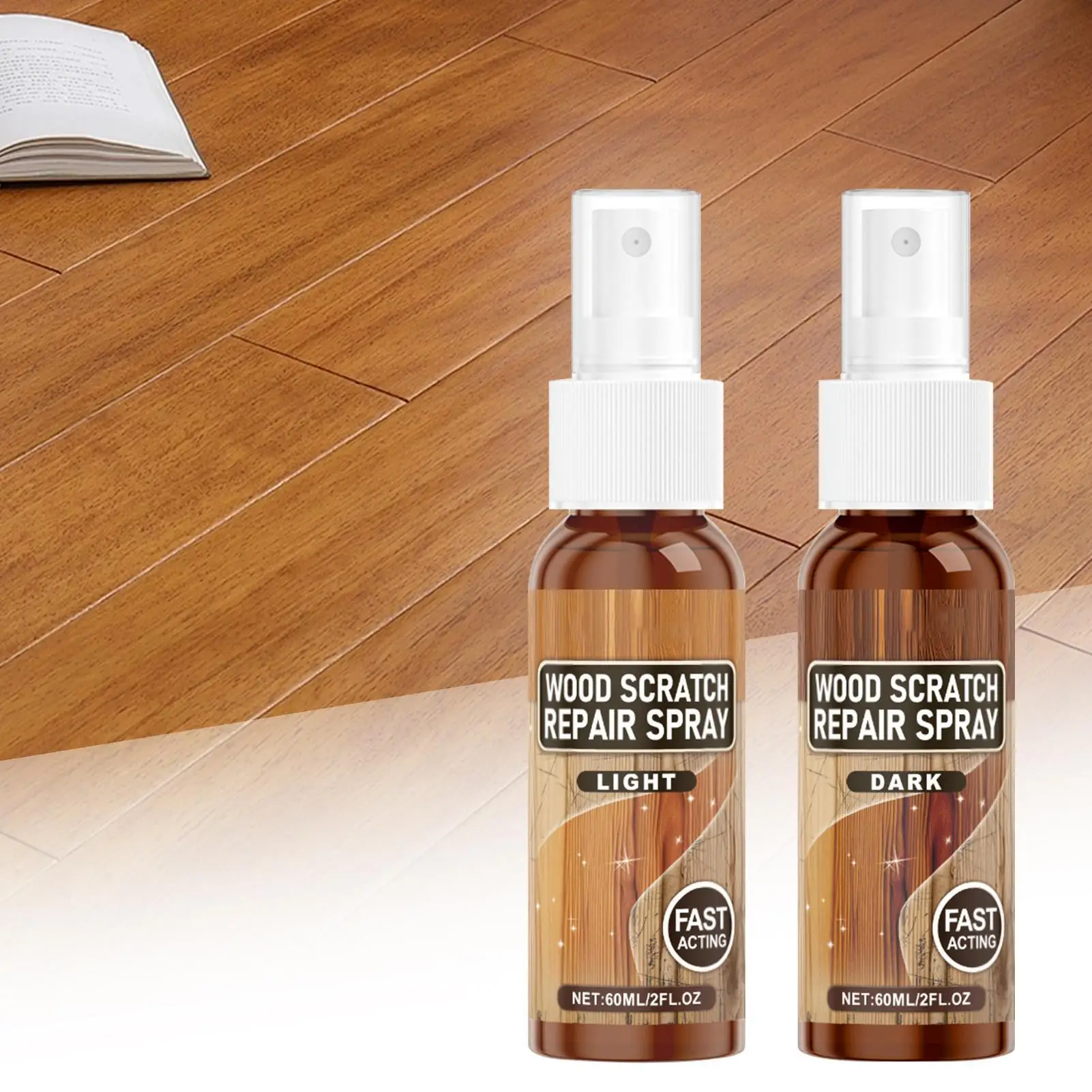 Wood Floor Scratch Repair Fast Acting Scratch Repair Spary Floor Polish and Restorer Natural Shine Removes Scratches Leaves