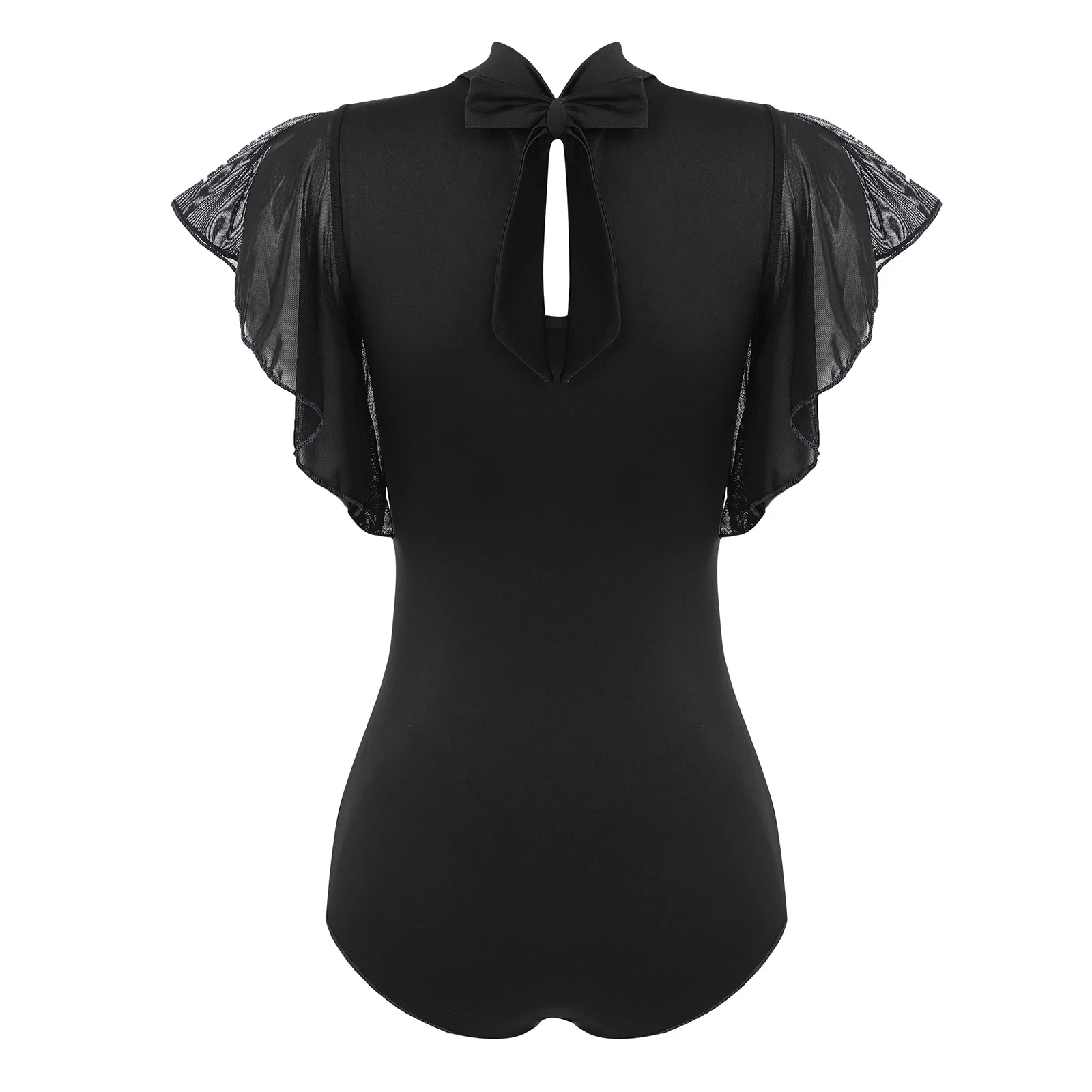 Womens Elegant Latin Dance Bodysuit Mesh Splice Leotard Bottominng Shirt Tops for Ballet Dance Ballroom Samba Cha-Cha Costumes dance bodysuit