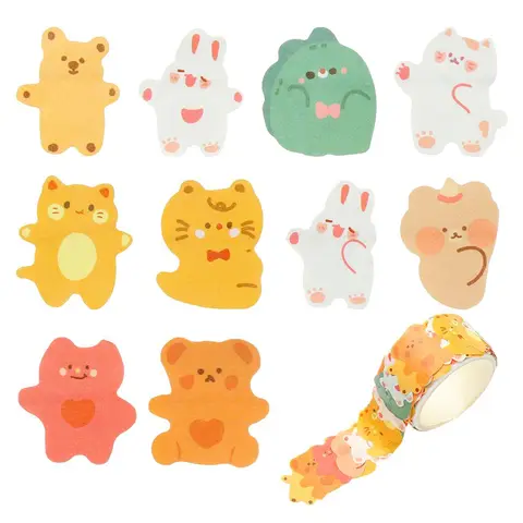 Pcs/pack Round Stickers Dot Paper tape Kawaii Fruit Animals Face Dot Washi Stickers For DIY Crafts Scrapbooking Decorative