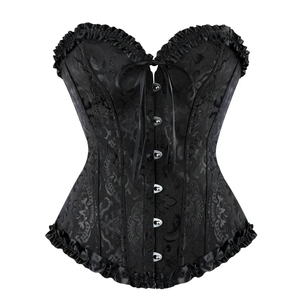 Description Picture 3 of itemSexy Bustiers And Corsets Floral Lace Tops Shapewear For Women Vintage Corset Gothic Overbust Satin Jacquard Corsets